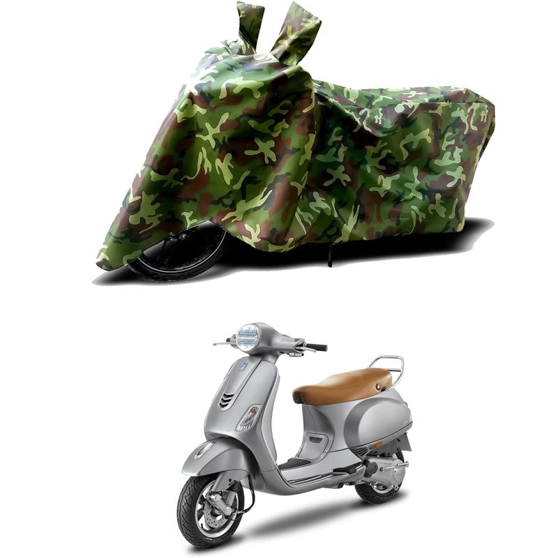 Image of 100% Water Resistant Full Bike Scooty Two Wheeler Body Cover Compatible For Vespa VXL 125 BS6 /UV-Rays /Heat Protection /Birds Dropping /Scratchproof /Dust proof /Waterproof /All Varient[Green MJ]