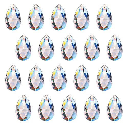 20 Stück Diamantform Kristalle zum Aufhängen – Sonnenfänger Kristall, Prisma, Suncatcher Kristall und Kugel als Lichtfänger für Fenster, Kronleuchter und Dekoration