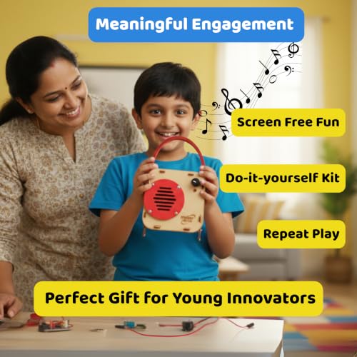 Image of Wireless (Bluetooth) Speaker | DIY Electronic, Robotics Kit | Science Project Kit for Girls & Boys | Best Gift for Boys and Girls Age 8, 9, 10, 11, 12, 13, 14 Years (Wood)