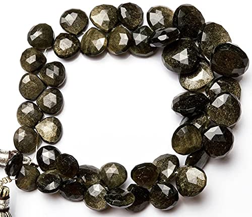 Chrysobéryl œil de chat naturel : perles coeurs facettées de luxe 9-14mm