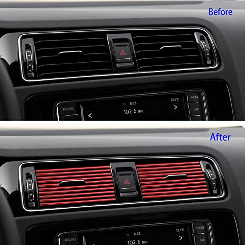 QNJUCD Car Vent Outlet Trim 20Pcs Universal Car Parts Air Conditioner Decoration Strip Car Interior Moulding Trim| (Red) - Thumbnail 6