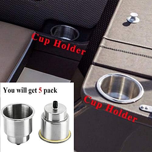 Vista 7 de Portavasos de acero inoxidable con drenaje para barco marino, caravana, cámper, soporte de vaso de acero inoxidable, insertos para portavasos