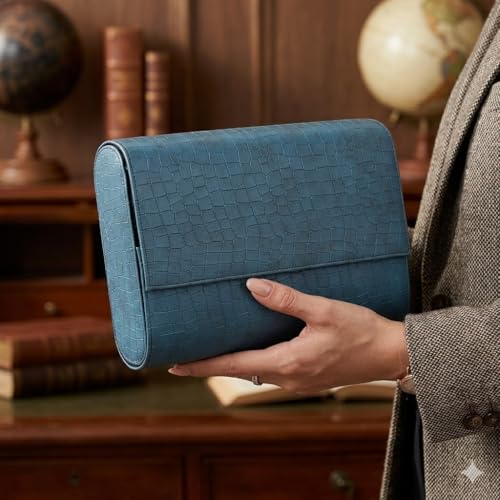 Image of essart Luxury Watch Storage Case - Premium Leather Organizer Box for Exclusive Timepieces, Elegant Display & Protection for Collectors (WR-1018-Croco-Green)