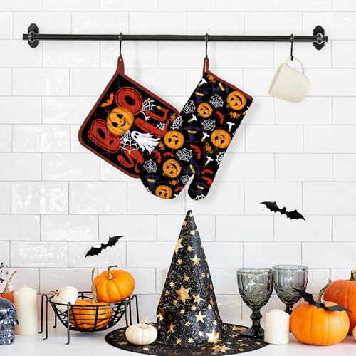 Arquiel Halloween Ofenhandschuh und Topflappen 2er-Set Baumwolle – Ansicht 5