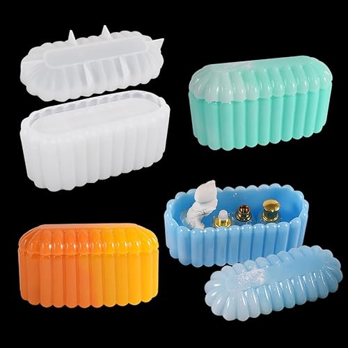 Zayookey Molde de resina para caja de almacenamiento, moldes rectangulares de silicona, molde ovalado de resina epoxi, molde de contenedor de Zayookey Molde de resina para caja de almacenamiento, moldes rectangulares de silicona, molde ovalado de resina epoxi, molde de contenedor de