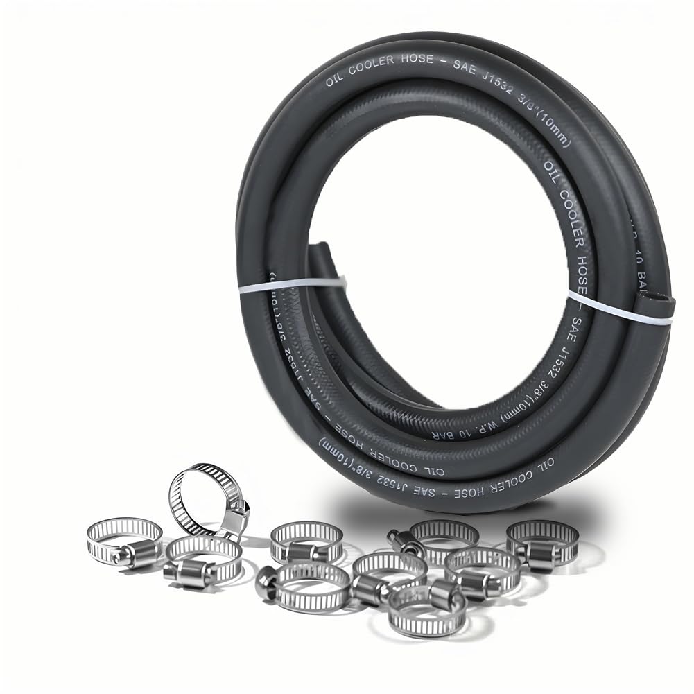 Byredio 3/8 Transmission Oil Cooler Hose 20FT with Clamps