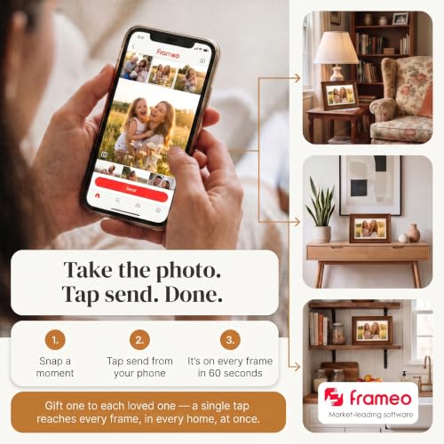 Heart Frame Premium 32GB 10.1” Frameo Digital Picture Frame WiFi Photo Frames 1280x800 IPS Touchscreen, Send Photos from Your Phone from Anywhere, Best Gift for Mom Dad Wife Grandparents - Brown - Image 5