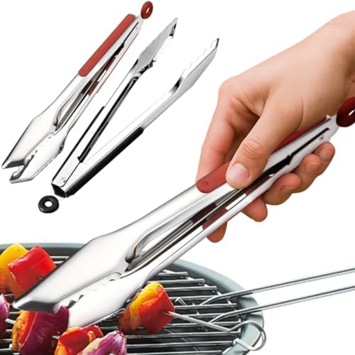 12” Grilling Tongs, 2Pcs 304 Stainless Steel Tong for Cooking, Food Grade Small Kitchen Tong for Serving Barbecue Salad