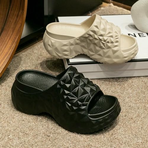 Women'S Summer High Heel Slippers Triangle Diamond Non-Slip Breathable Outdoor Beach Flip Flops4