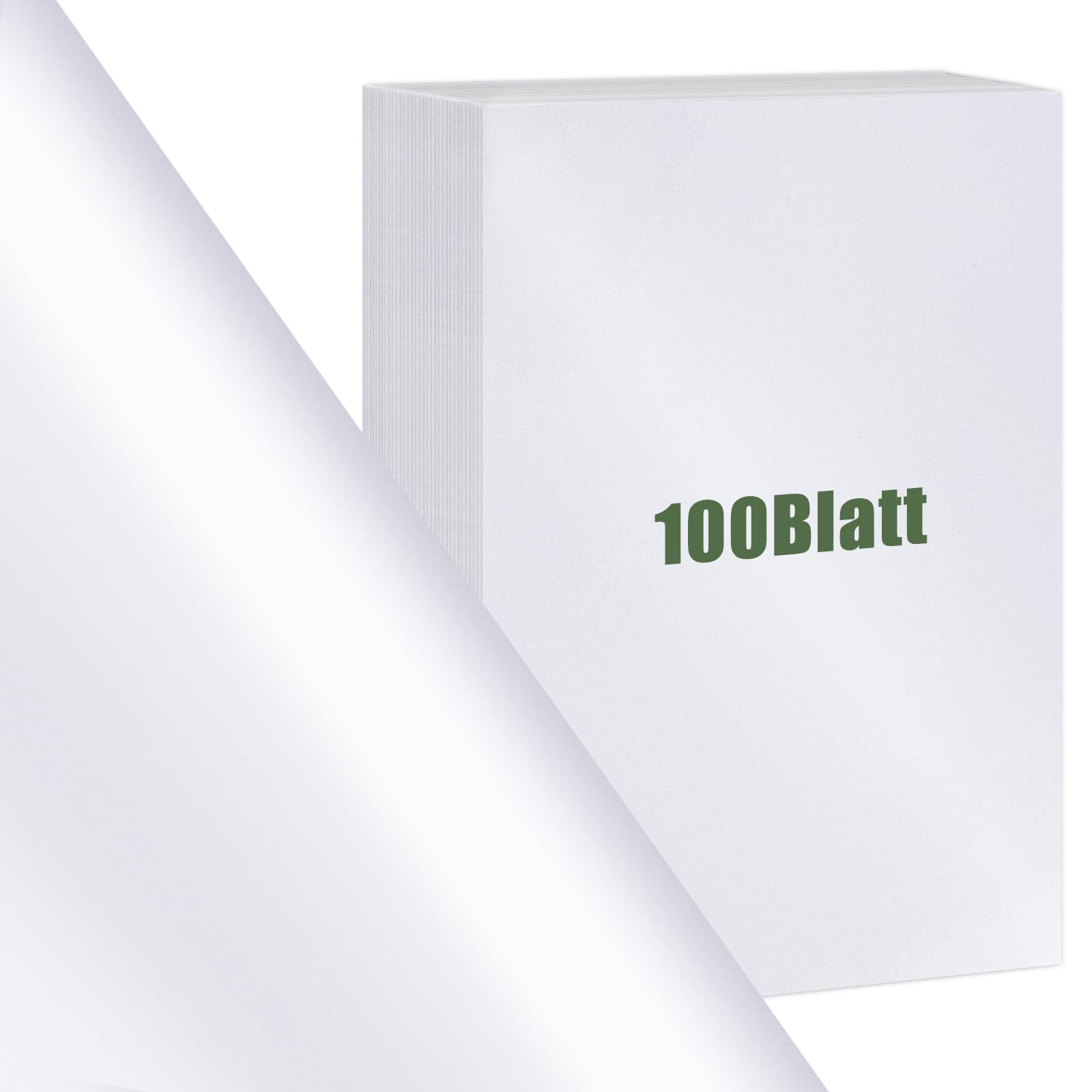 VGOODALL 100 hojas de papel perlado, DIN A4, blanco metalizado, papel para manualidades con brillo nacarado, 210 g/m²