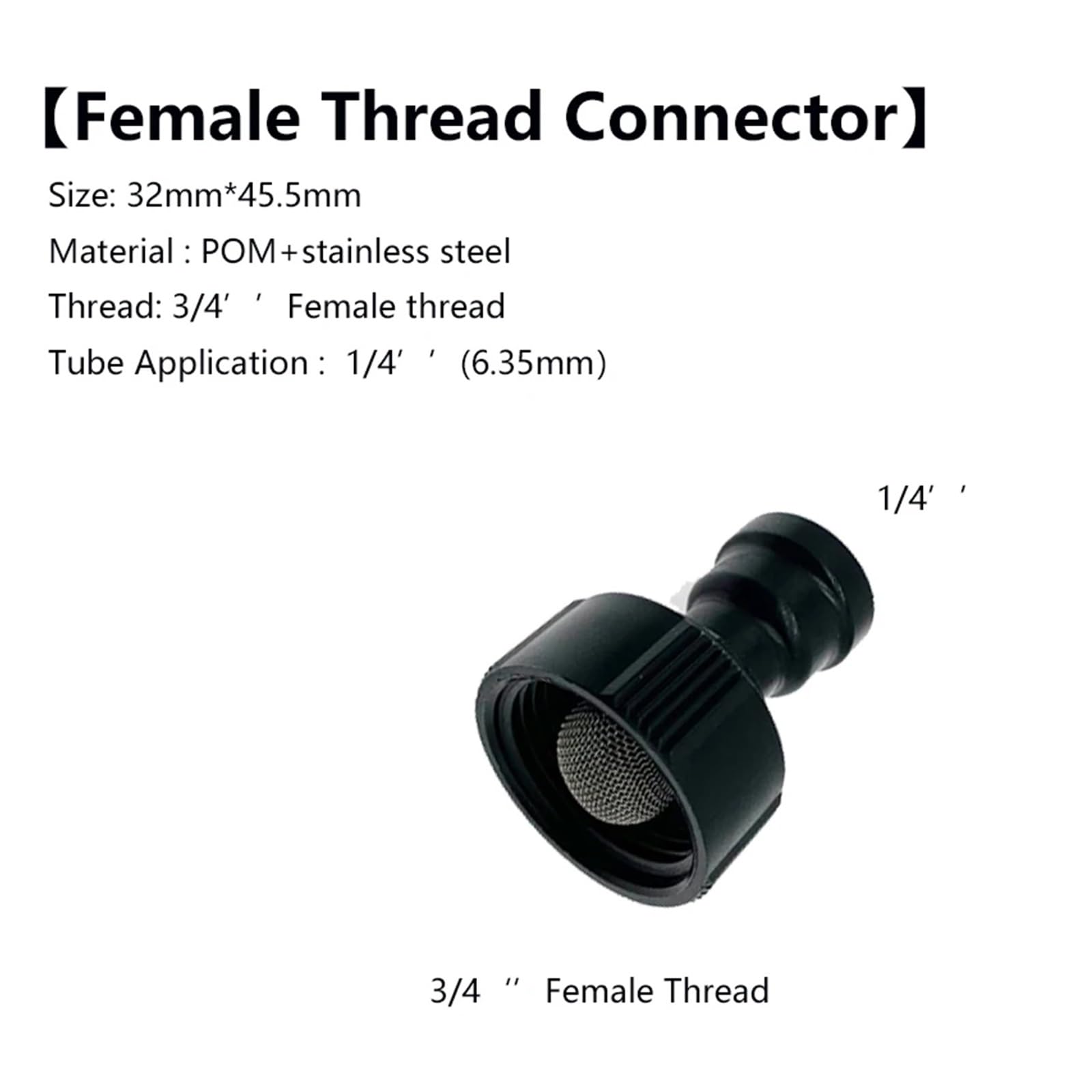 10 pz 1/4 "a 3/4" Filettatura Femmina Connettore Rapido Bianco Nero Opzionale Sistema di Nebulizzazione di Irrigazione 1/4 "Spingendo Rapidamente Slip Lock Accoppiamento(Svart)