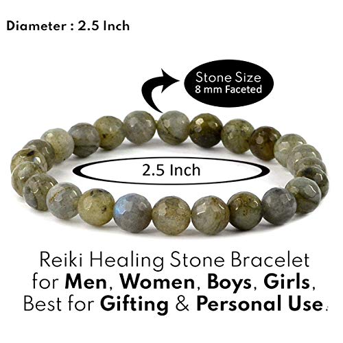 Image of Reiki Crystal Products Certified Natural Crystal Stone 8 mm Diamond Cut /Faceted Beads Bracelet for Men & Women | Reiki Charged Gemstone Bracelet | Multiple Crystal Variants Available