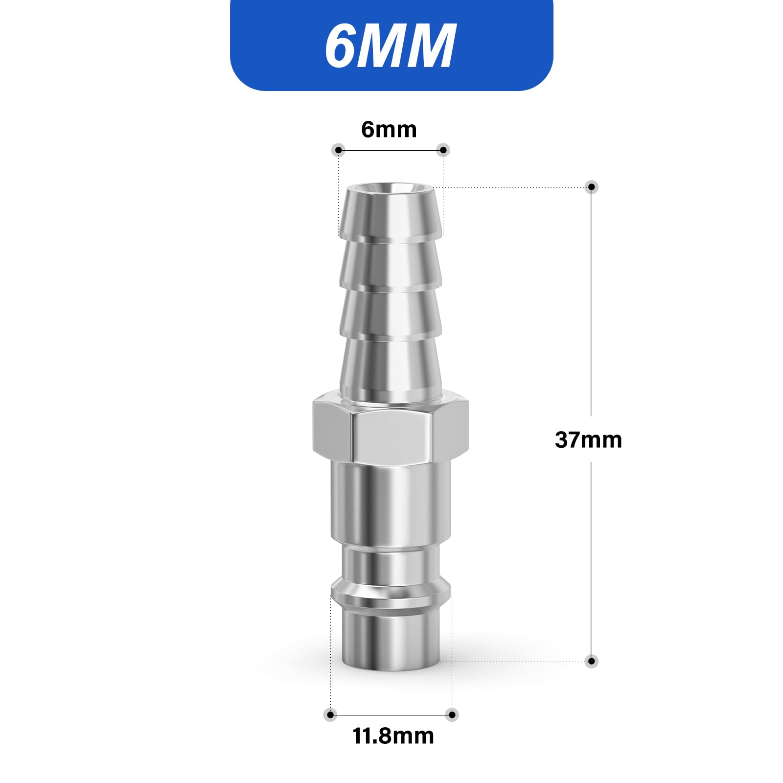 ERGAOBOY 10 Pcs Male Industrial Air Coupling and Plug Kit with 6MM Hose Barb, Flow Quick Connect Air Pneumatic Compressor Hose Fittings - Image 2