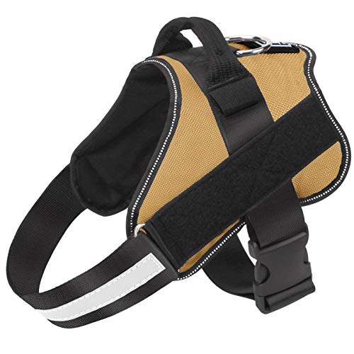 Bolux Dog Harness, No-Pull Reflective Dog Vest, Breathable Adjustable Pet Harness with Handle for Outdoor Walking - No More Pulling, Tugging or Choking (Army Yellow, L)
