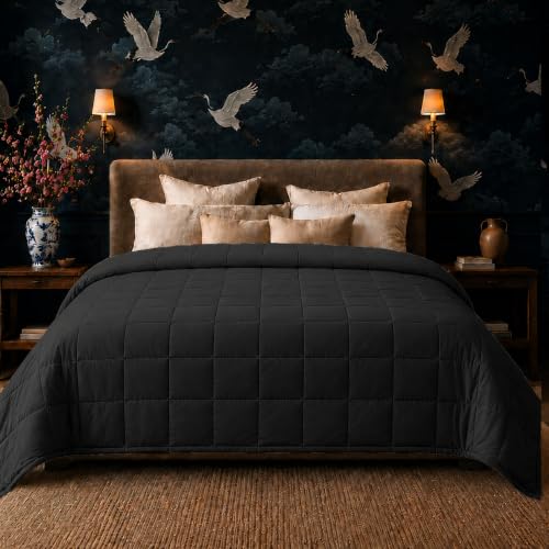 Image of HomeSmart 40 lbs Weighted Blanket King Size, Oversized Heavy Blanket, Fits Standard and California King Beds, Black