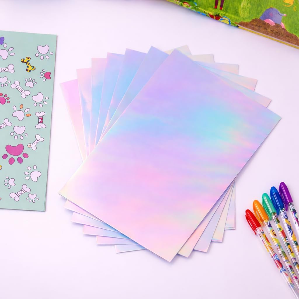 Avarrix US Printable Vinyl Sticker Paper for Inkjet & Laser Printers, Holographic Glossy, 20 Sheets, Waterproof Sticker Paper, Printable Vinyl Sheets, Quick-Dry Vibrant Colours, A4 Size