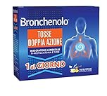 BRONCHENOLO Tosse Doppia Azione - Integratore alimentare - Per tosse secca e grassa - Efficace per 24 ore - Gusto miele e limone - 10 Bustine