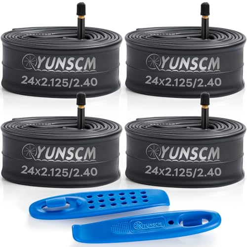 24" Bike Tubes 24x2.125/2.2/2.3/2.4 AV Schrader Valve 24 Bicycle Tubes and Tire Levers Compatible with 24 x 2.125 24x2.20 24x2.25 24x2.30 24x2.35 24x2.40 Bike Tire Tubes-4-PCS