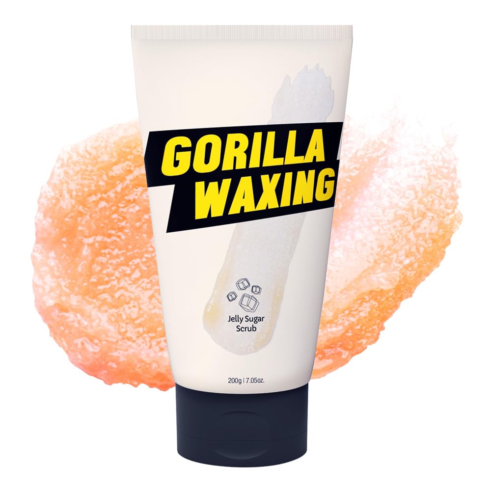 Gorilla Waxing Jelly Sugar Scrub – Exfoliating & Moisturizing Body Polish with Natural Ingredients, Dual Sugar Crystals for Smooth Skin, Prevents Ingrown Hair & Razor Bumps, Korean Skin Care – 7.05 oz