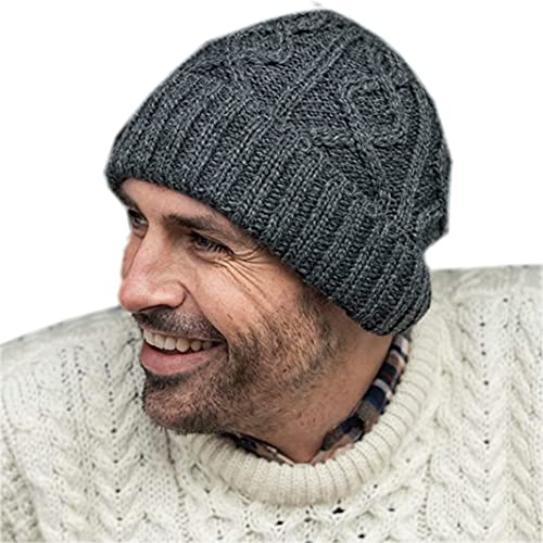 Aran Woollen Mills Diamond Cable Knit Hat (Gray),...