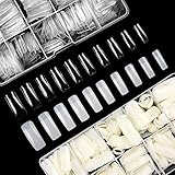 Uñas Postizas Francesa, 500 Piezas Uñas Falsas Natural Francesas 500 Piezas Translúcido Uñas Postizas Puntas de Uñas Falsas Artificiales de Acrílico 10 Tamaños Tips con Caja para Mujeres Niñas
