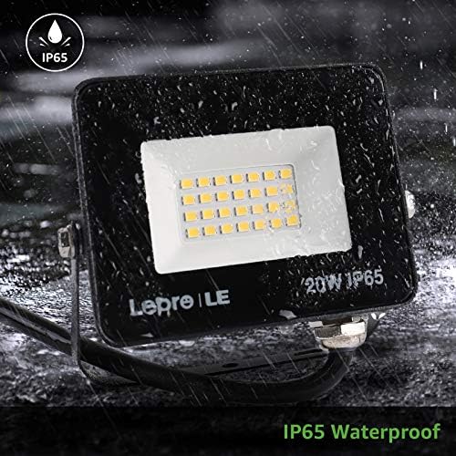 Lepro 20W LED Floodlight Outdoor, 1700LM LED Security Lights, Waterproof IP65, Daylight White LED Outdoor Lights, for Garden, Backyard, Garage, and More, Pack of 2