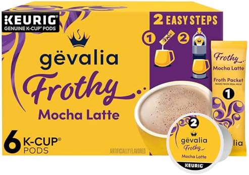 Gevalia K-Cup Coffee Pods, 6 ct Box, Mocha Latte Espresso Style