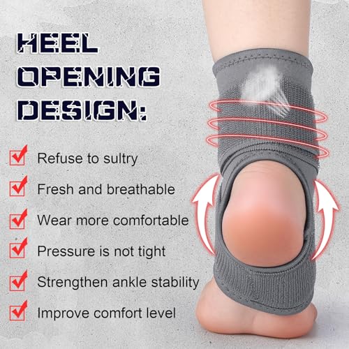 Image of Honoson 2 Pcs Ankle Brace Kid Ankle Support Youth Neoprene Lace up Compression Sleeve Foot Brace Stabilizer with Adjustable Strap for Sport Sprained Plantar Fasciitis Achilles Tendonitis(Grey,M)