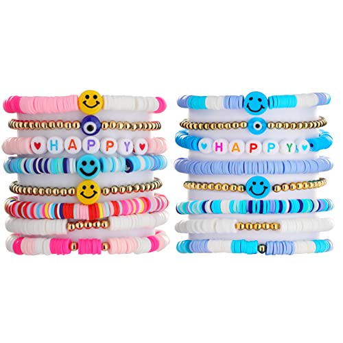 Yowivon Bracelets For Teen Girls Gifts Preppy Stuff Cute Smiley Face Evil Eye Bracelets Gold Beaded Bracelets Charm Y2K Friendship Bracelets Jewelry For Women #TOP27