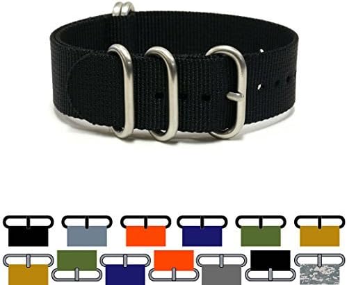 PerFit ZULU4 Ballistic Nylon Watch Strap + Spring Bars, Field Ready/Fashion Forward, Choose Color/Size(18mm,20mm,22mm,24mm,26mm), Brigade Black, 24mm