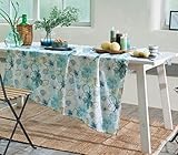  Pichler Tischdecke WATERBLOSSOM, Lagune, Leinen, 150x250 cm, hochwertig