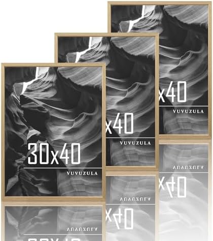 VUVUZULA Bilderrahmen 30x40cm Holz Holzrahmen 3er Set Eiche Fotorahmen MDF Rahmen Natur