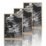 VUVUZULA Bilderrahmen 30x40cm Holz Holzrahmen 3er Set Eiche Fotorahmen MDF Rahmen Natur