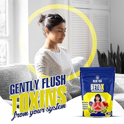 BLUE TEA - Detox Tea - 30 Count - Plastic Free Tea Bag | Improves Digestion - Colon Cleanse | Blend of Butterfly Pea, Spearmint, Lemongrass | Detoxifies your body - Slimming Tea | Herbal Tea - Caffeine Free | Ziplock Pack