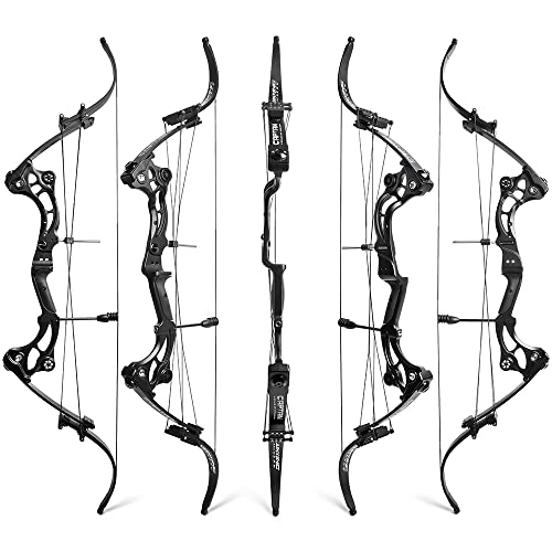 Archery Recurve Bow American Hunting Bows 40-55 Lbs Adjustable Compound Bow Lever Bow IBO 320FPS for Outdoor Hunting Shooting Fishing (only Black Bow)
