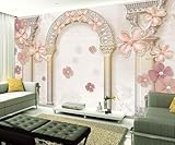 XLMING Arco Creativo Columnas Romanas Flores Rosas 3D Papel Pintado Pared Premium Textura Seda Estudio Comedor Vinilos Dormitorio Sofás TV Cocina-150cm×105cm