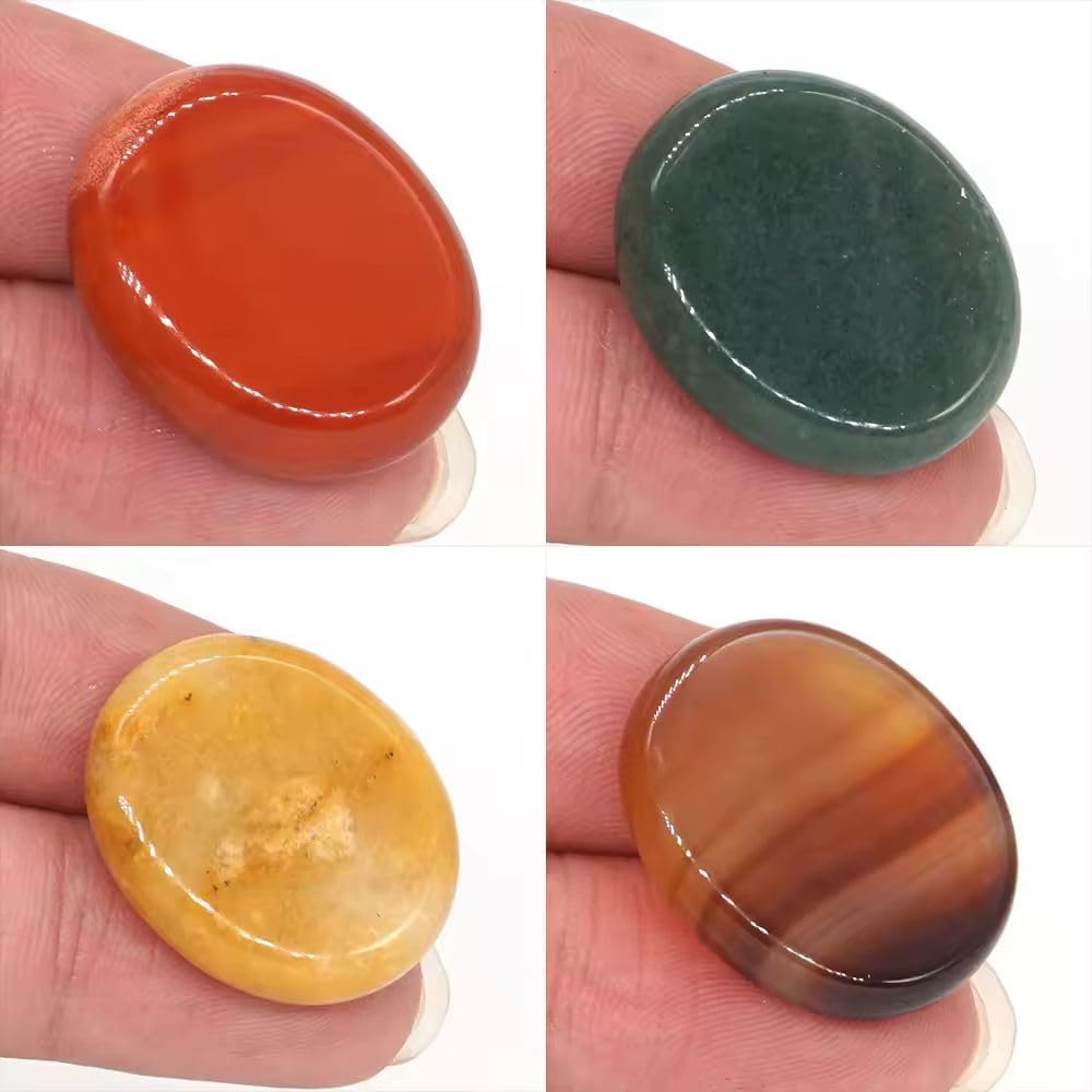 Approx. 26x22mm Oval Natural Stone Palm Worry Stone – Polished Pocket Stone for Meditation and Relaxation