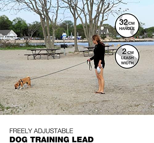 Loutep Training Lead for Dogs -5m(16ft) Black Durable Nylon Long Line Dog Lead with Padded Handle & Heavy - Duty Swivel Hook  Leash for Pet Obedience, Tracking & Camping Play