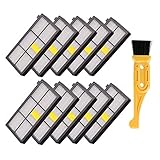 FixCracked 10 Pcs Hepa Filter Replacement for iRobot Roomba 800 900 Series 800 805 850 860 861 866 870 880 890 960 980 Vacuum Cleaner& Free fliter Cleaning Brush Tool
