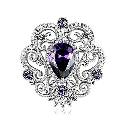 Joyid Crown Cubic Zirconia Brooch Pin For Women Wedding Clothing Bouquet Accessory-Purple #TOP1
