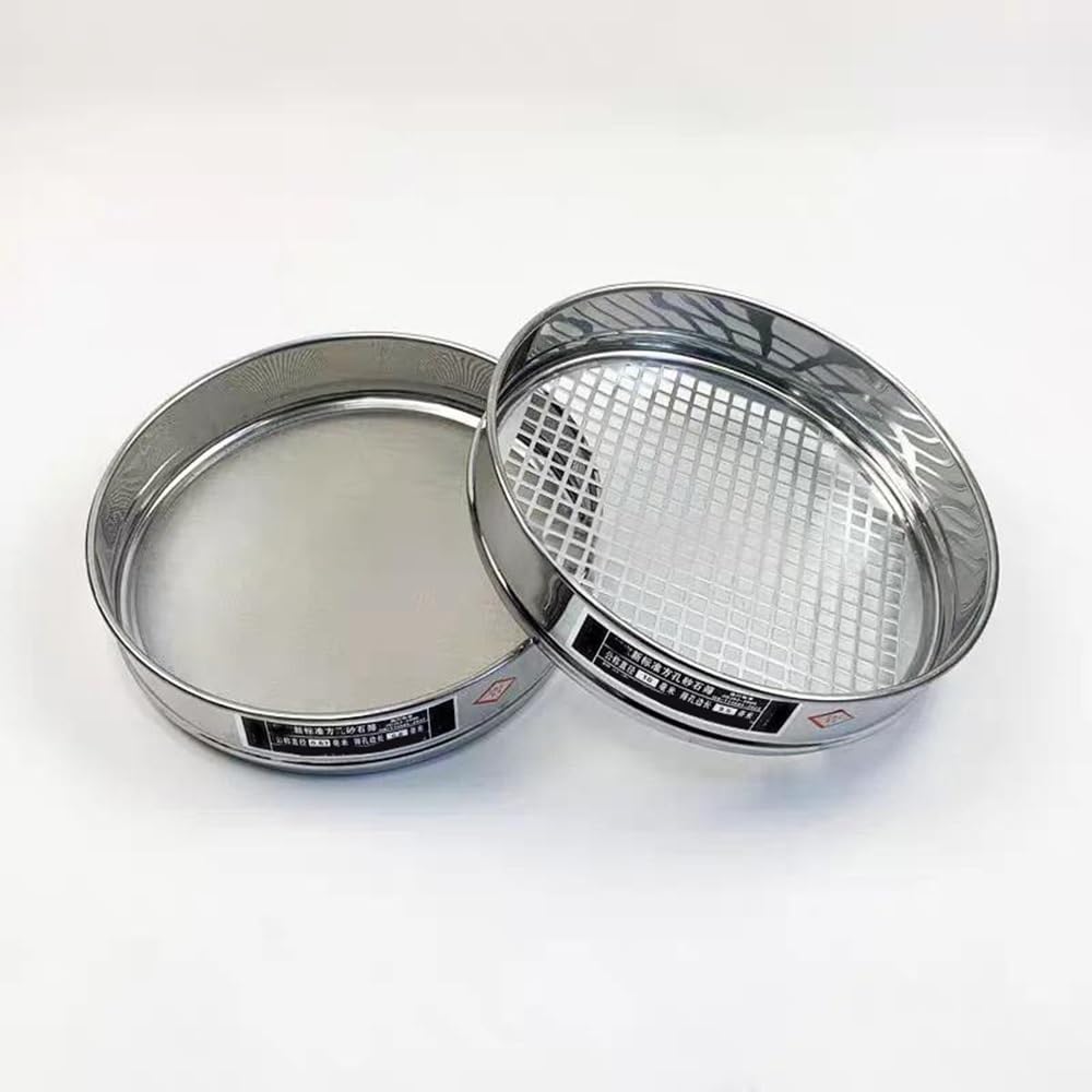 Sito laboratoryjne do badań żwiru, kwadratowe oczka 20 cm, otwór 0,075-90 mm, chromowana pokrywa i tacka(1.18 mm)
