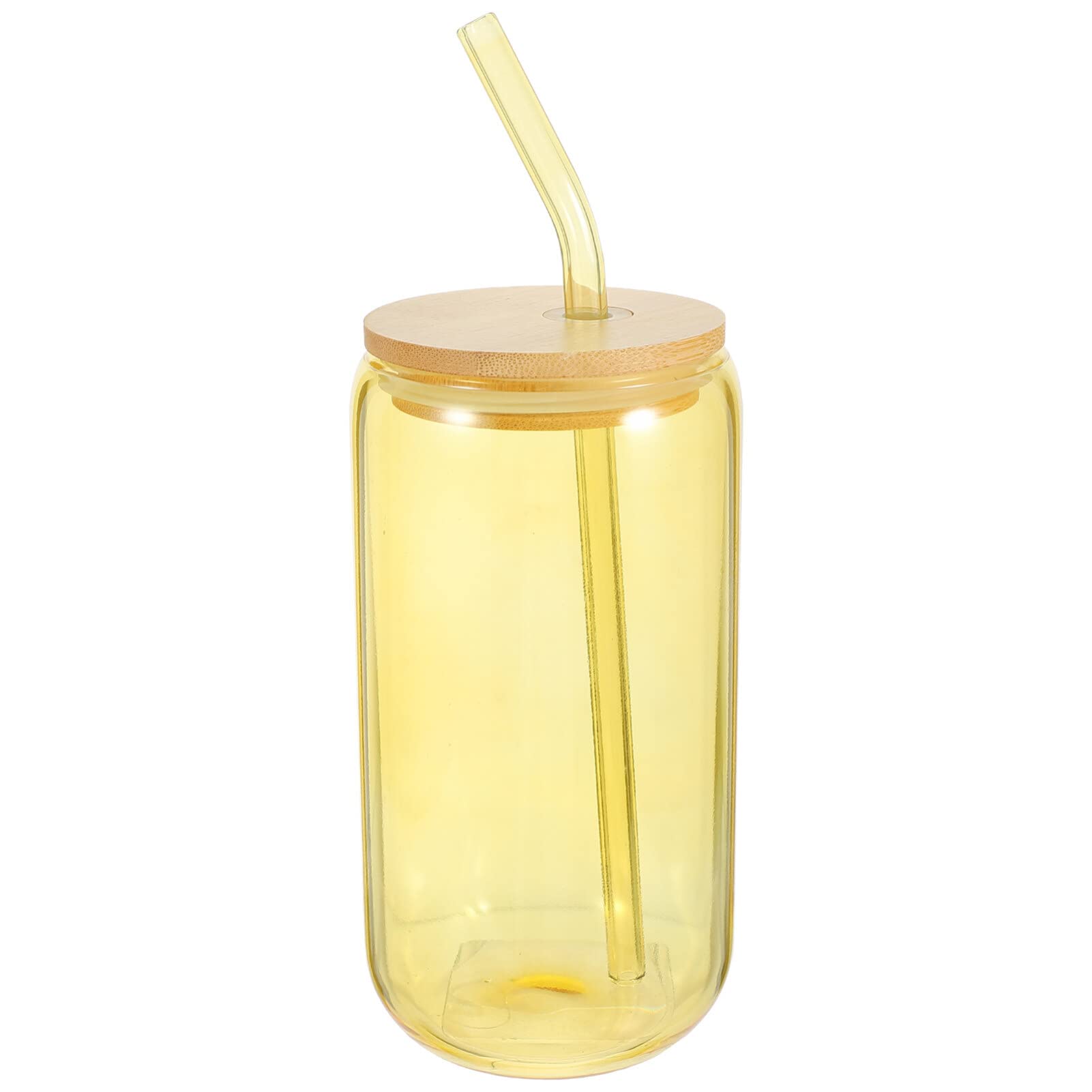 KALLORY Elegant Can Cup for Juice Beer Glasses Household Water Cup with Straw Design