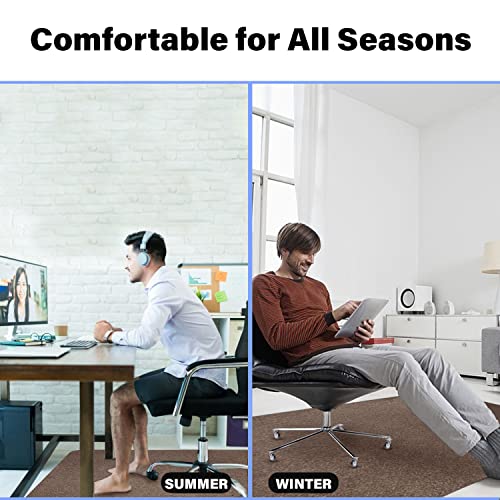 Ecoso Office Chair Mat For Hardwood/Tile Floor,Compressed Fabric Surface, 36"X 48",0.16" Thick, Hard Floor Protector,Anti Slip, Self Adhesive And Eco Friendly, Floor Mat For Office/Home. (Brown) #TOP4