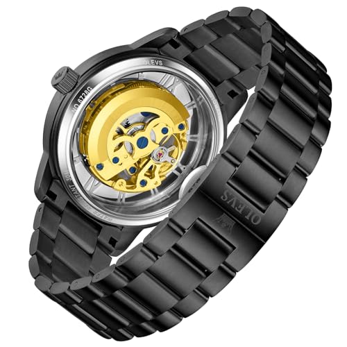 Image of OLEVS Automatic Watches for Men 43MM Skeleton Large Dial 3Hand Self Winding Watch Stainless Steel Dress Luxury Mechanical Waterproof Luminous Wirst Watch Gift