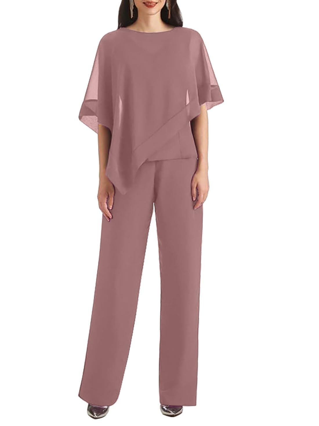 Mother of The Bride Pant Suits for Women Chiffon Pant Suits Dressy Wedding Guest TXB017