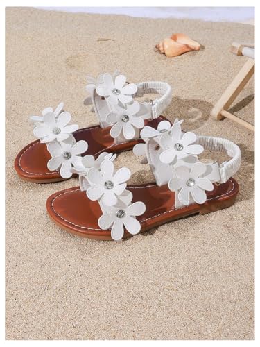 GORGLITTER Girl's Flower Sandals Dressy Ankle Strap Open Toe Flat Sandals Summer Cute Slip on Shoes2