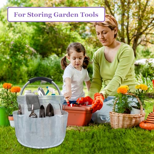 Image of 17L Portable Shower Caddy with Handle, Foldable Cleaning Supply Caddy in PVC Resin, Picnic Basket with 6 Side Pockets, Multifunctional Storage Basket for Bathroom, Picnics, Transparent