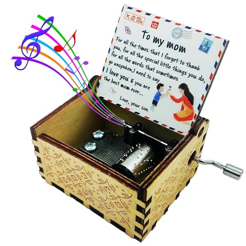 Image of Zesta Mothers Day Wooden Musical Box Gift | Vintage Music Crank Mini Collectible for Girlfriend, Boyfriend, Husband, Wife | Unique Musical Gifts for Music Lovers | Classic Wooden Box