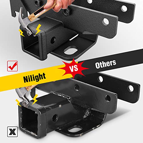 Image of Nilight 2 Inch Rear Bumper Tow Trailer Hitch Receiver Kit Compatible for 2018 2019 2020 2021 2022 2023 2024 2025 Wrangler JL JLU 4 Door and 2 Door Unlimited (Exclude JK Models)