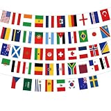 World Cup Flag Banner 42 International Country Flag Bunting, Square Pennant Banner, World Cup Party Decorations, Soccer Theme Outdoor Indoor Garland for World Cup, BBQ, Tailgate, Birthday